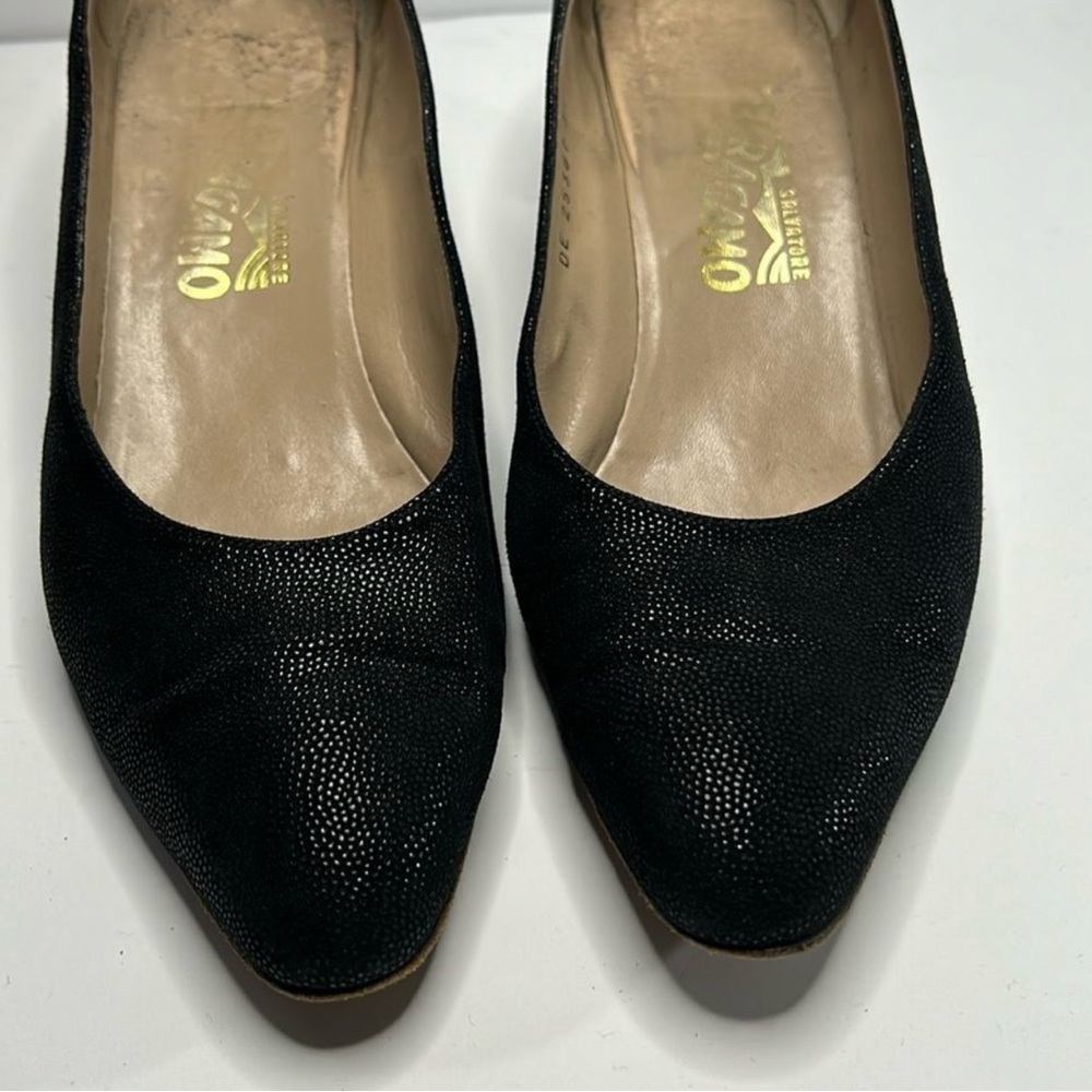 Salvatore Ferragamo Black Metallic Heels - Picture 2 of 5
